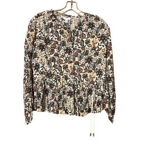 Time & Tru Womens Sz Small Blouse Long Sleeve Floral Multicolor New Without Tags